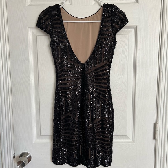 Dress The Population | Black Nude Sequin Dress - Picture 3 of 11